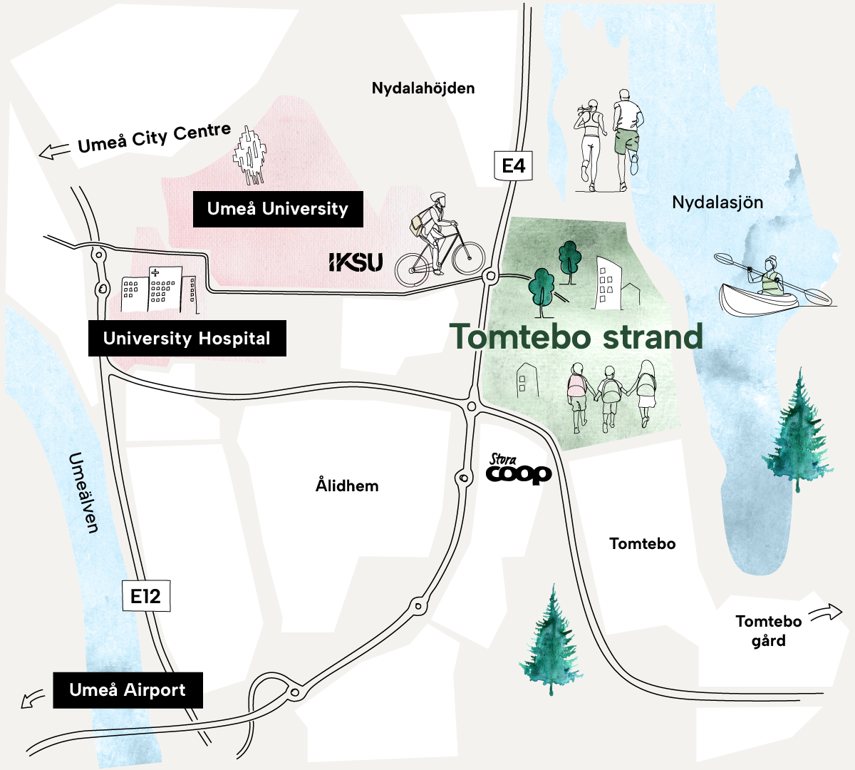 Karta Tomtebostrand Umea ENG