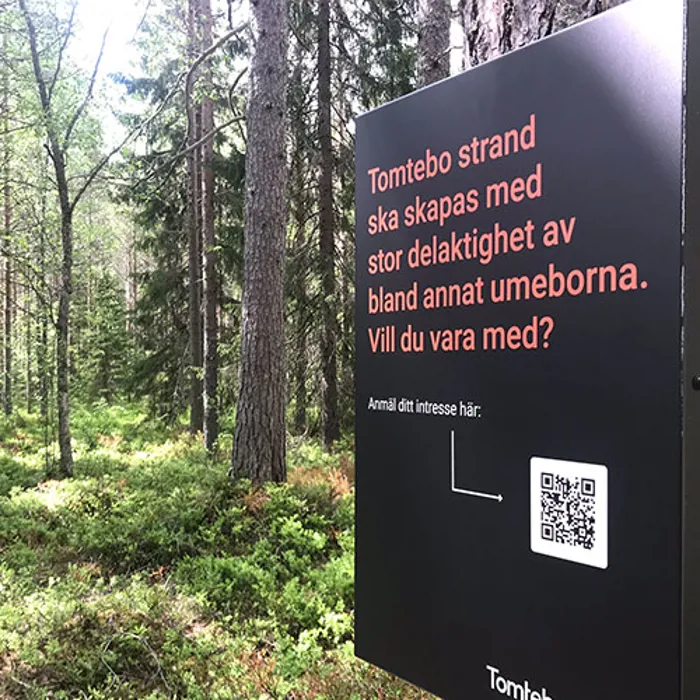 A sign with a question at the dialogue Spot of Tomtebo